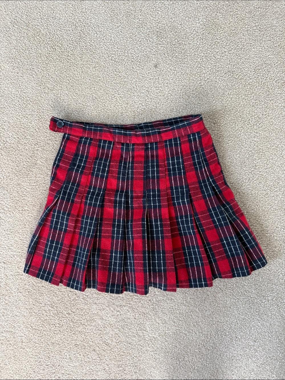 Red Plaid Pleated Mini Skort